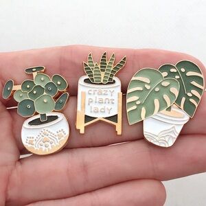 Crazy Plant Lady Enamel Pin Set